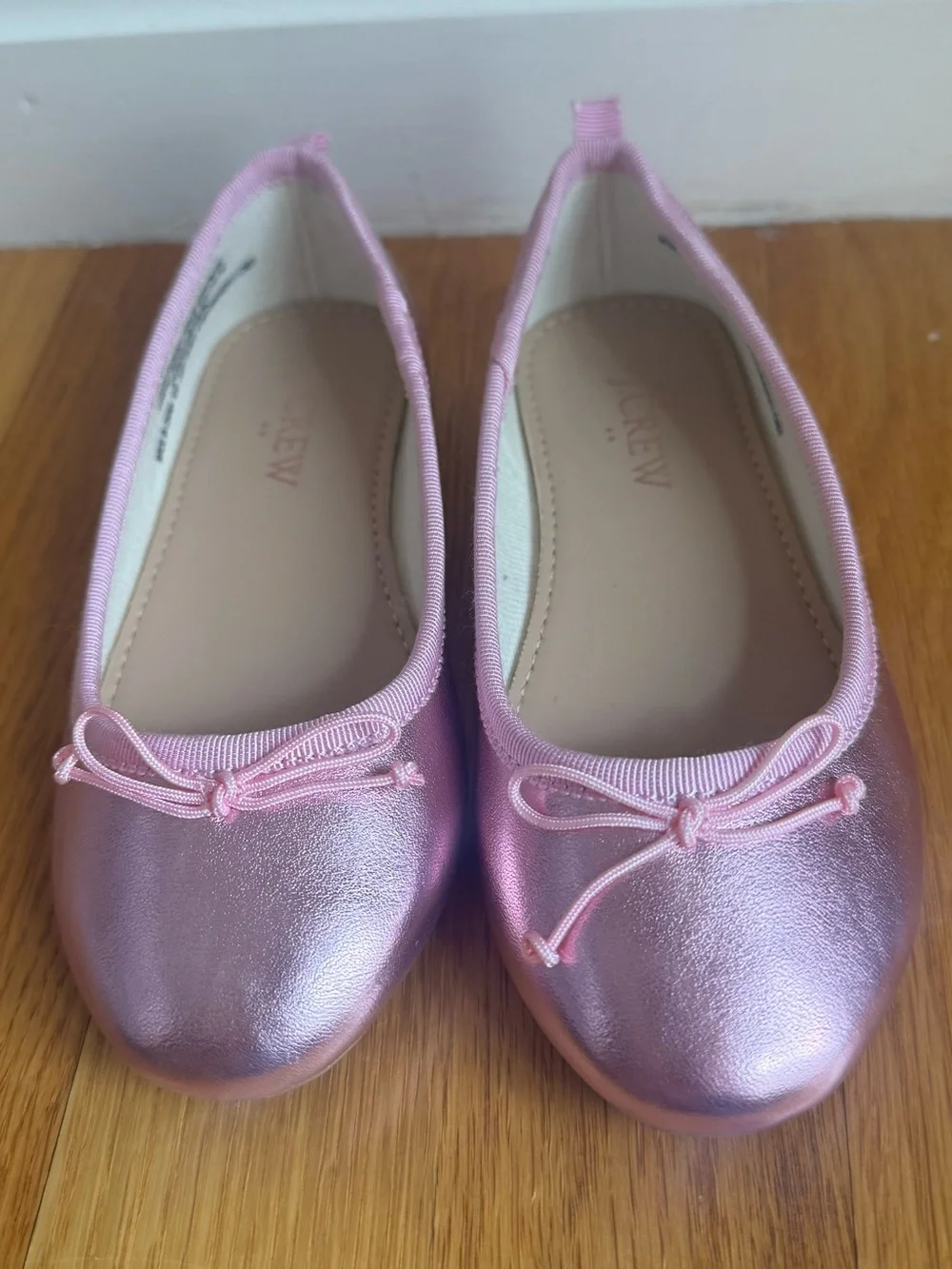 J. Crew Metallic Pink Girls' Ballet Flats with Bow